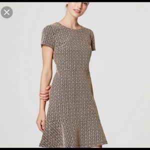 LOFT flare hem flippy dress jacquard print